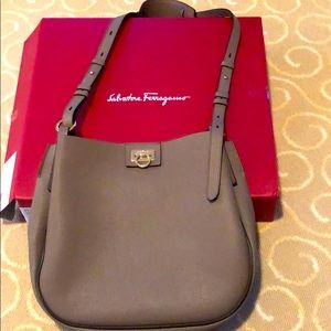 Salvatore Ferragamo steel grey hand bag!